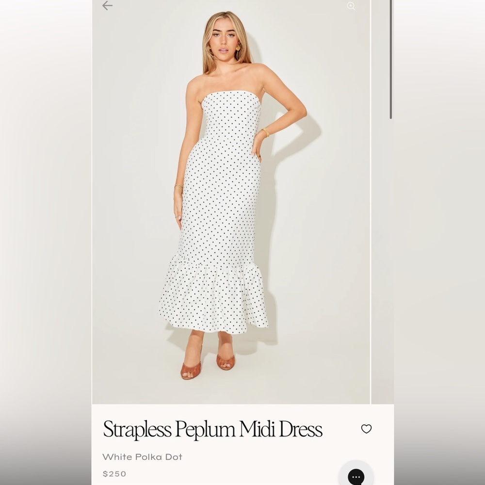 NWT Odd Muse White Polka Dot Strapless Peplum Dress
